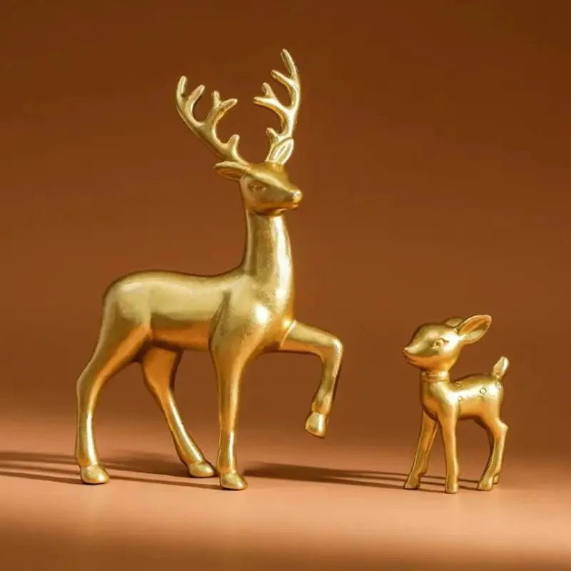Par de Esculturas Rena de Natal em Resina