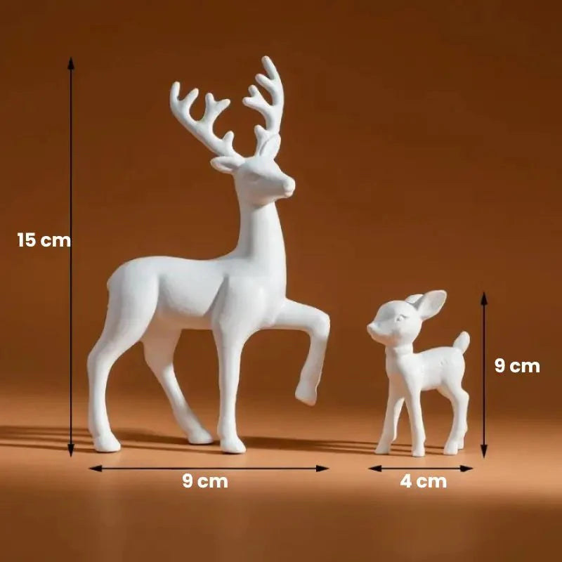 Par de Esculturas Rena de Natal em Resina