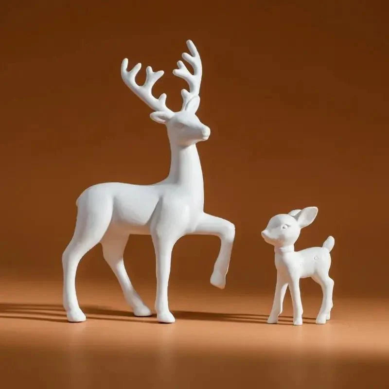 Par de Esculturas Rena de Natal em Resina